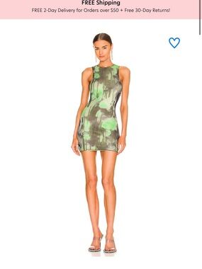 Green Abstract Print Sleeveless Mini Dress